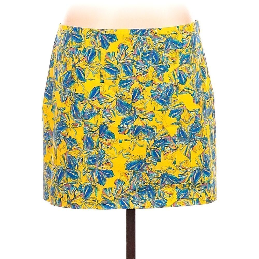 Club Monaco Floral Cotton Mini  Skirt Yellow/Blue. Size 4.